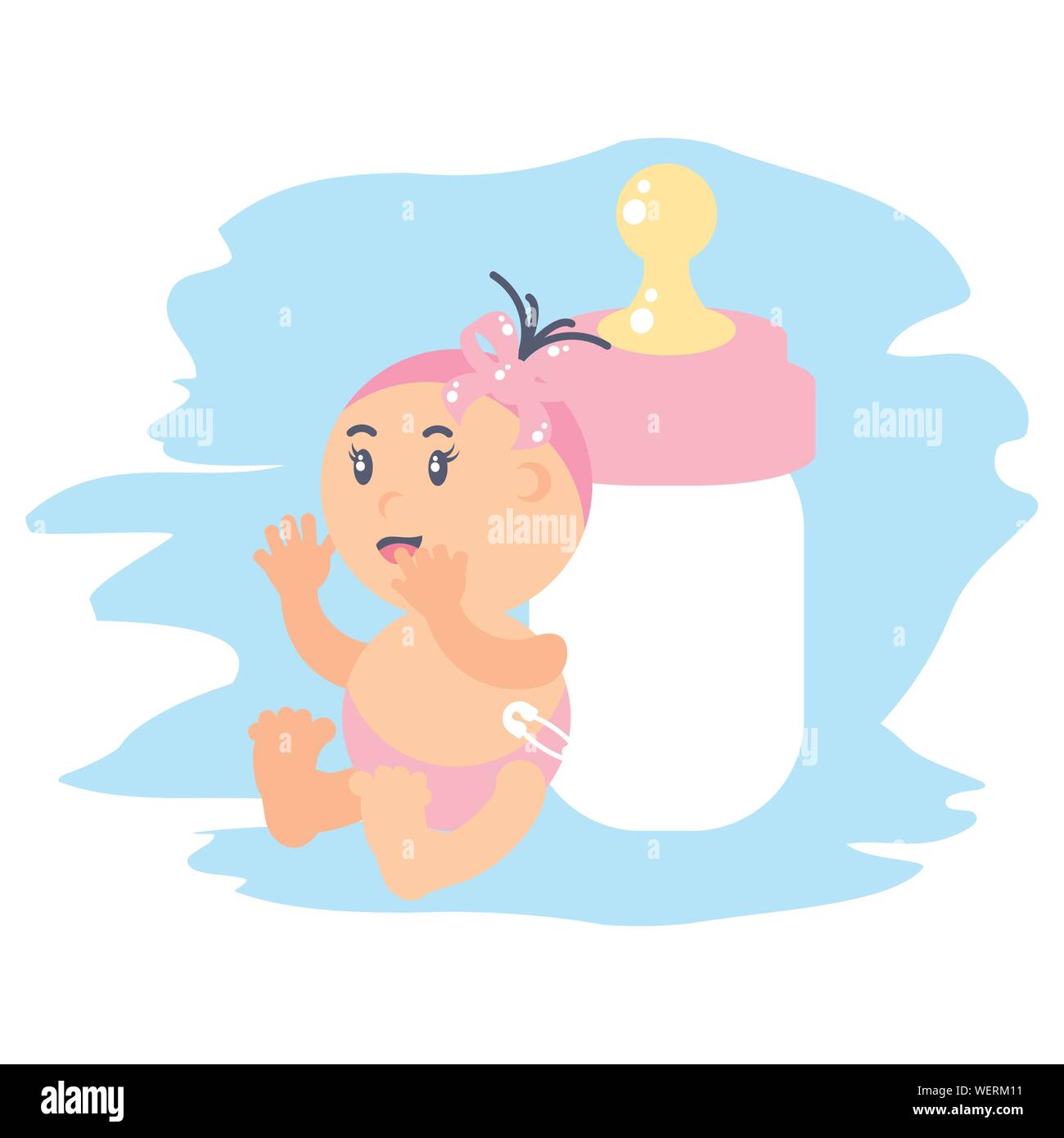 cute baby girl with bottle milk vector illustration design Stock Vector ...