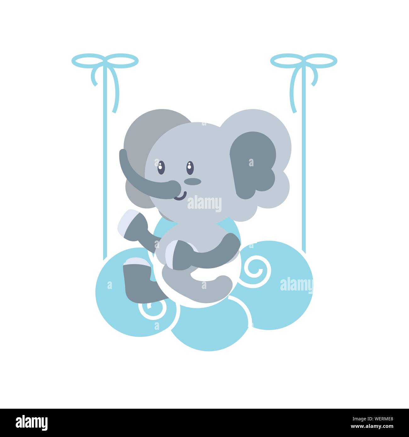 cute elephant baby animal and cloud vector illustration design Stock ...
