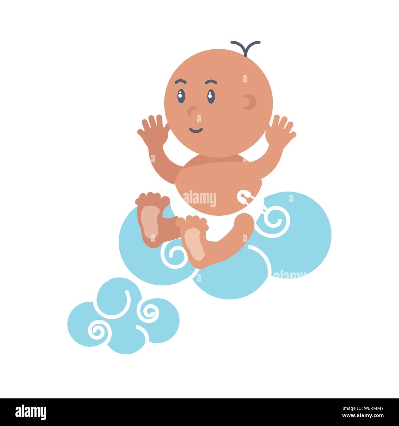cute baby boy with clouds vector illustration design Stock Vector Image ...