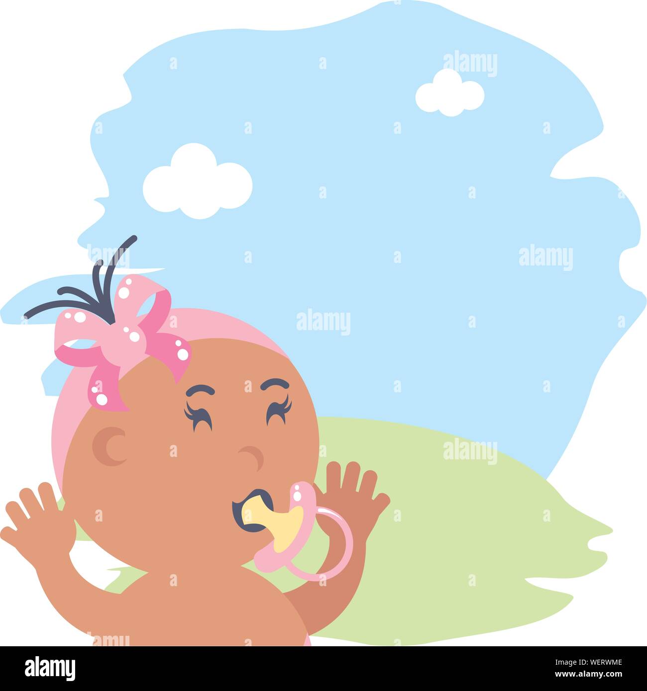 cute baby girl with pacifier avatar character vector illustration ...