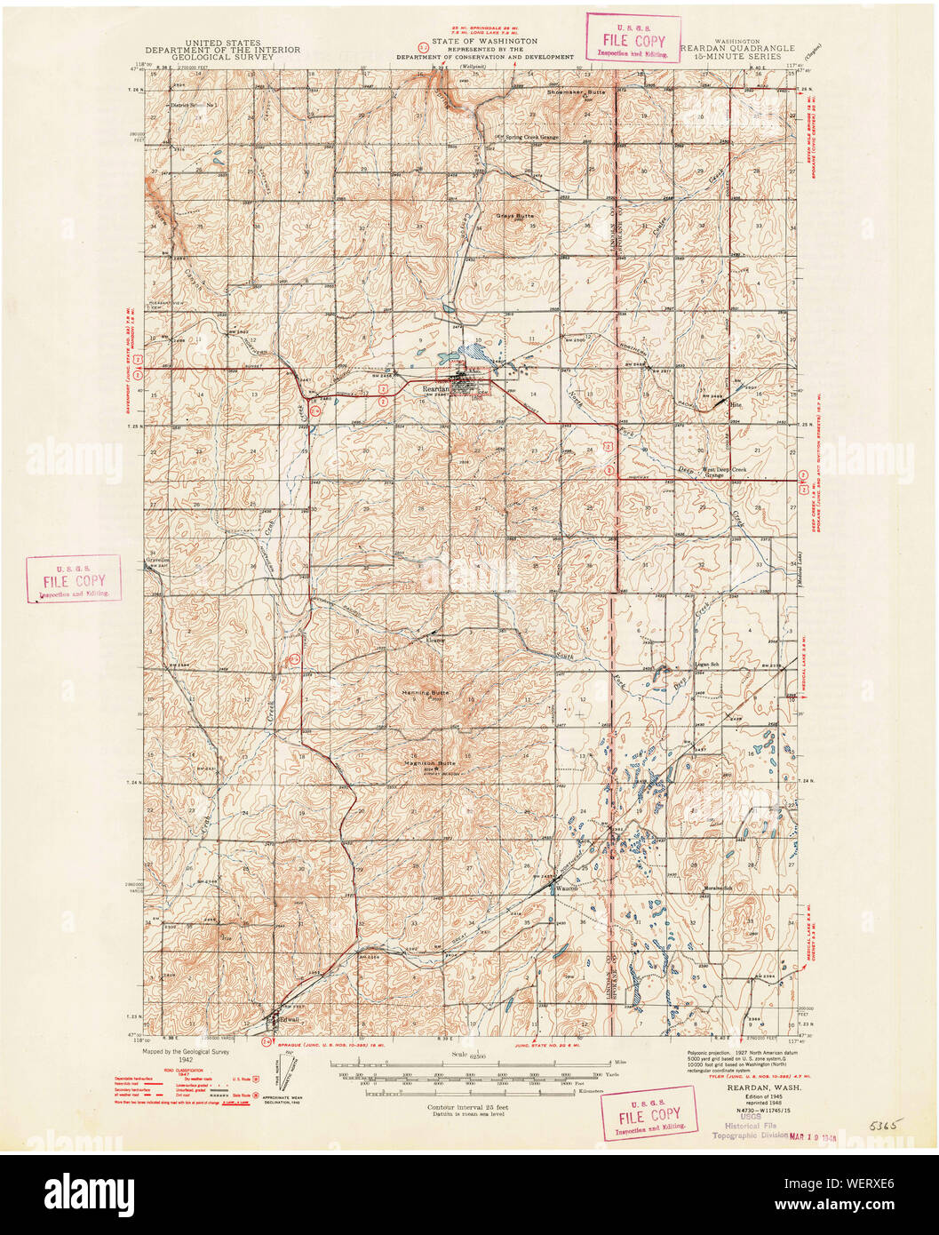 Reardan washington state map hires stock photography and images Alamy