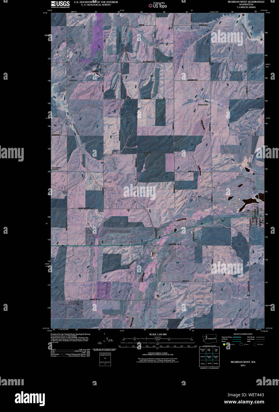 Reardan washington state map hires stock photography and images Alamy