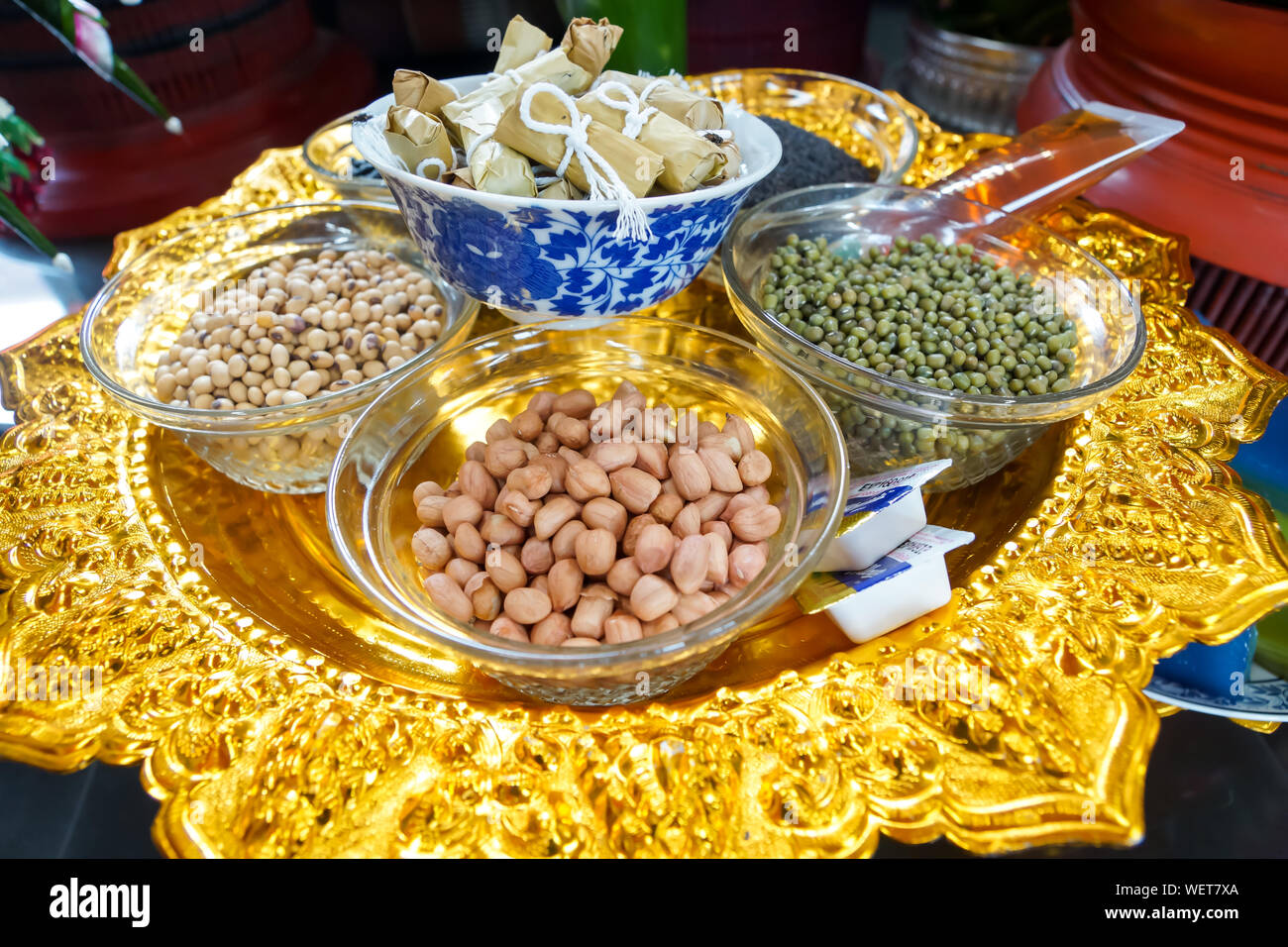 Download High Angle View Of Food Served On Gold Plate Stock Photo Alamy PSD Mockup Templates