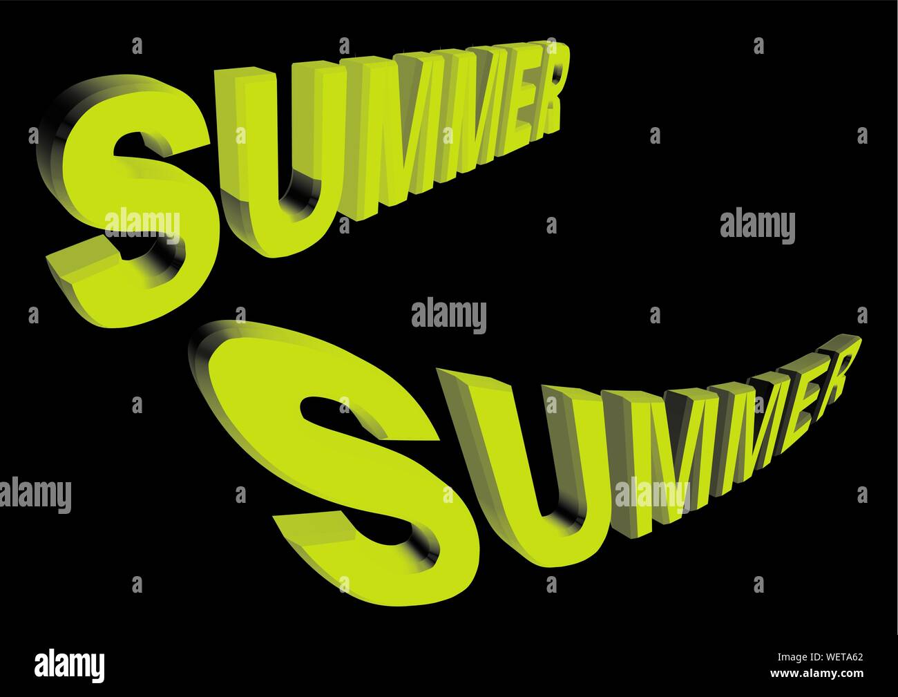SUMMER writes yellow on black background - Vector Stock Vector
