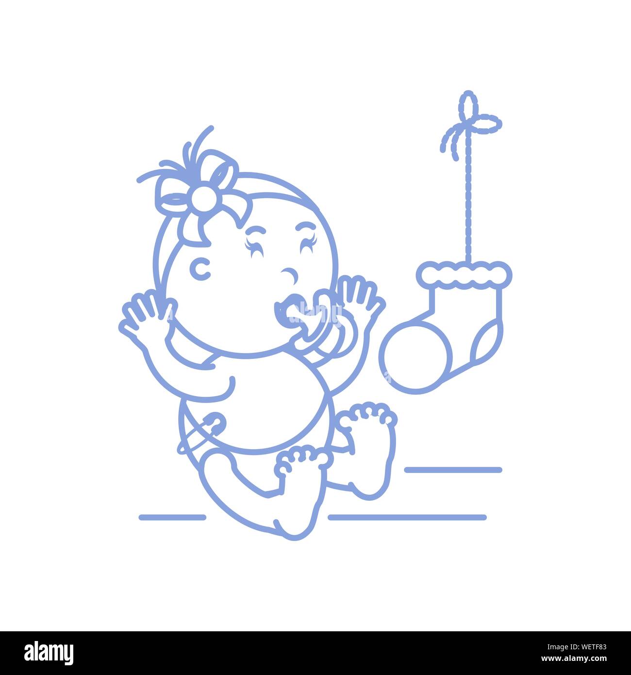 cute baby girl with pacifier and sock vector illustration design Stock ...