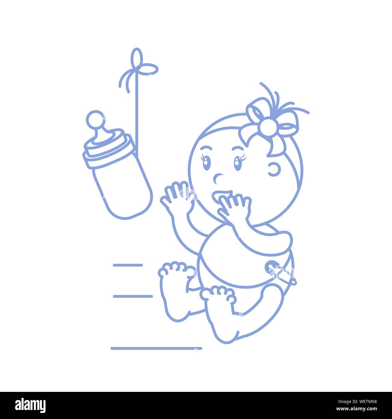 cute baby girl with bottle milk vector illustration design Stock Vector ...