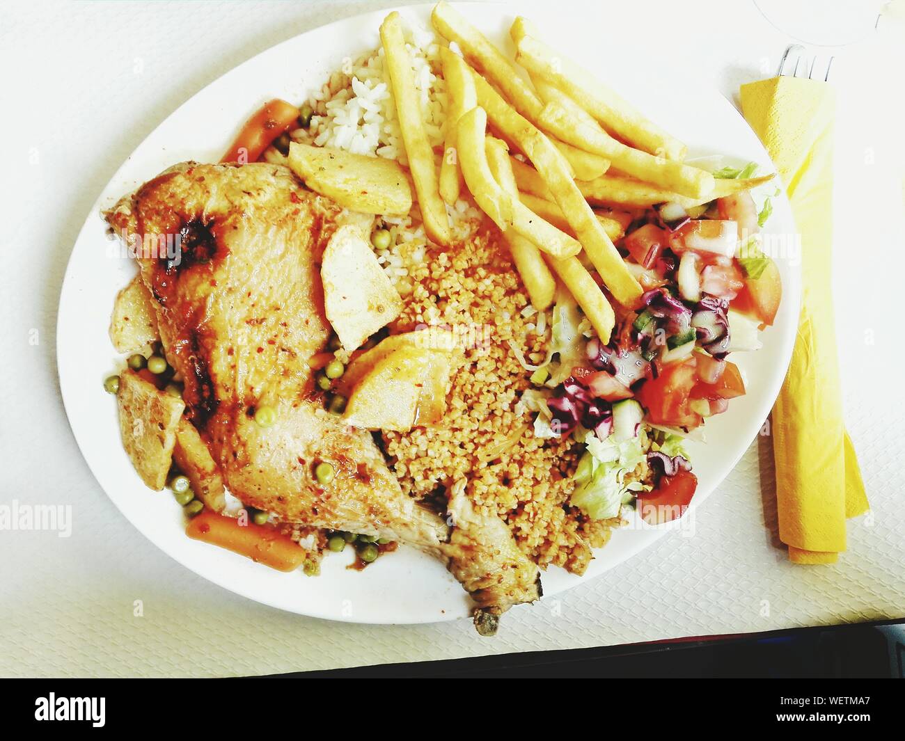Directly Above Shot Of Turkish Food Served In Plate On Table Stock Photo