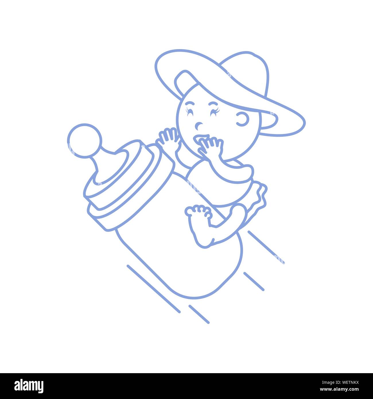 cute baby girl sitting in bottle milk vector illustration design Stock ...