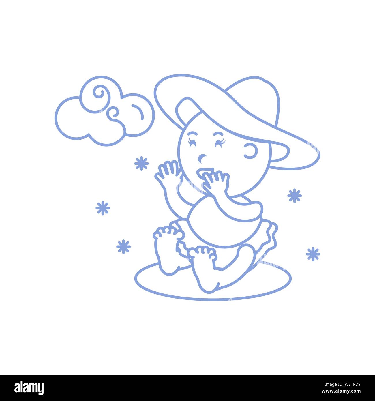 cute baby girl with cloud vector illustration design Stock Vector Image ...