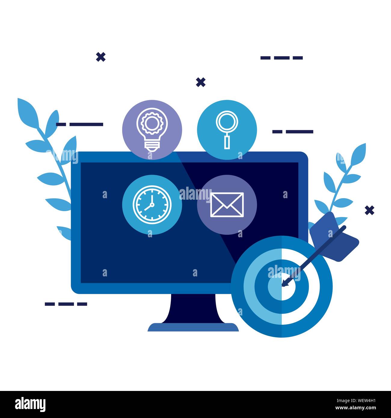 desktop computer with set icons and target Stock Vector Image & Art Alamy
