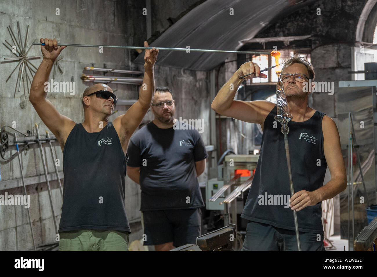 Glass blowers at work in Gibraltar. Stock Photo
