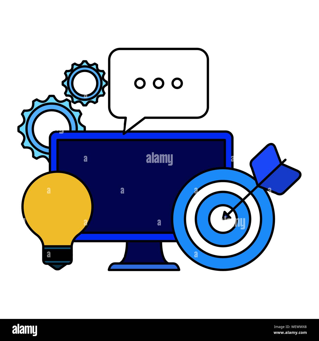 desktop computer with bulb and target Stock Vector Image & Art Alamy