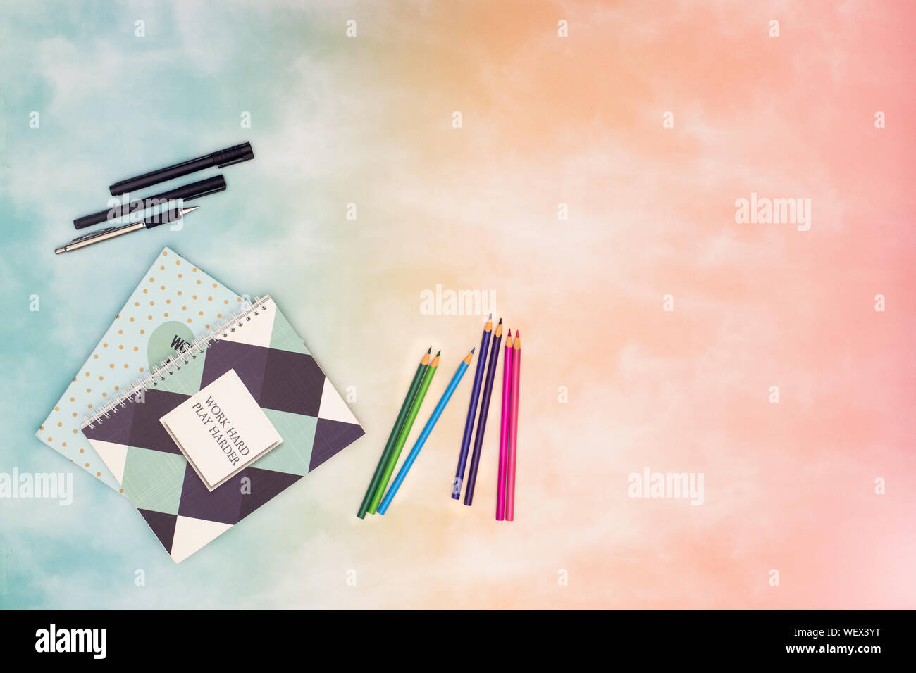 Back to school - School and art supplies on the background Stock Photo