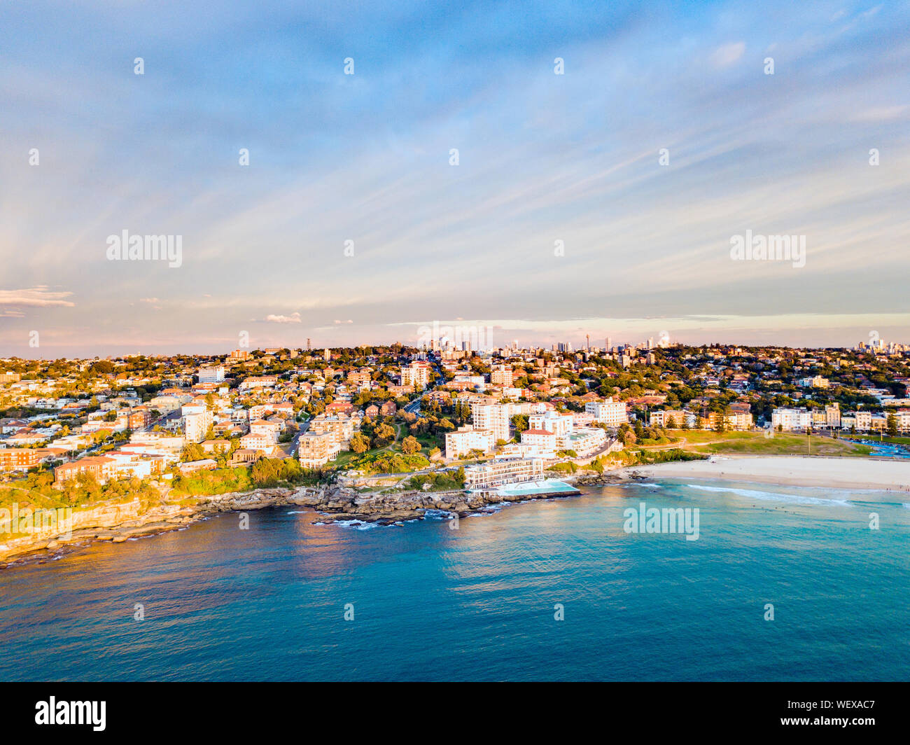 Bondi aerial view at sunrise Stock Photo