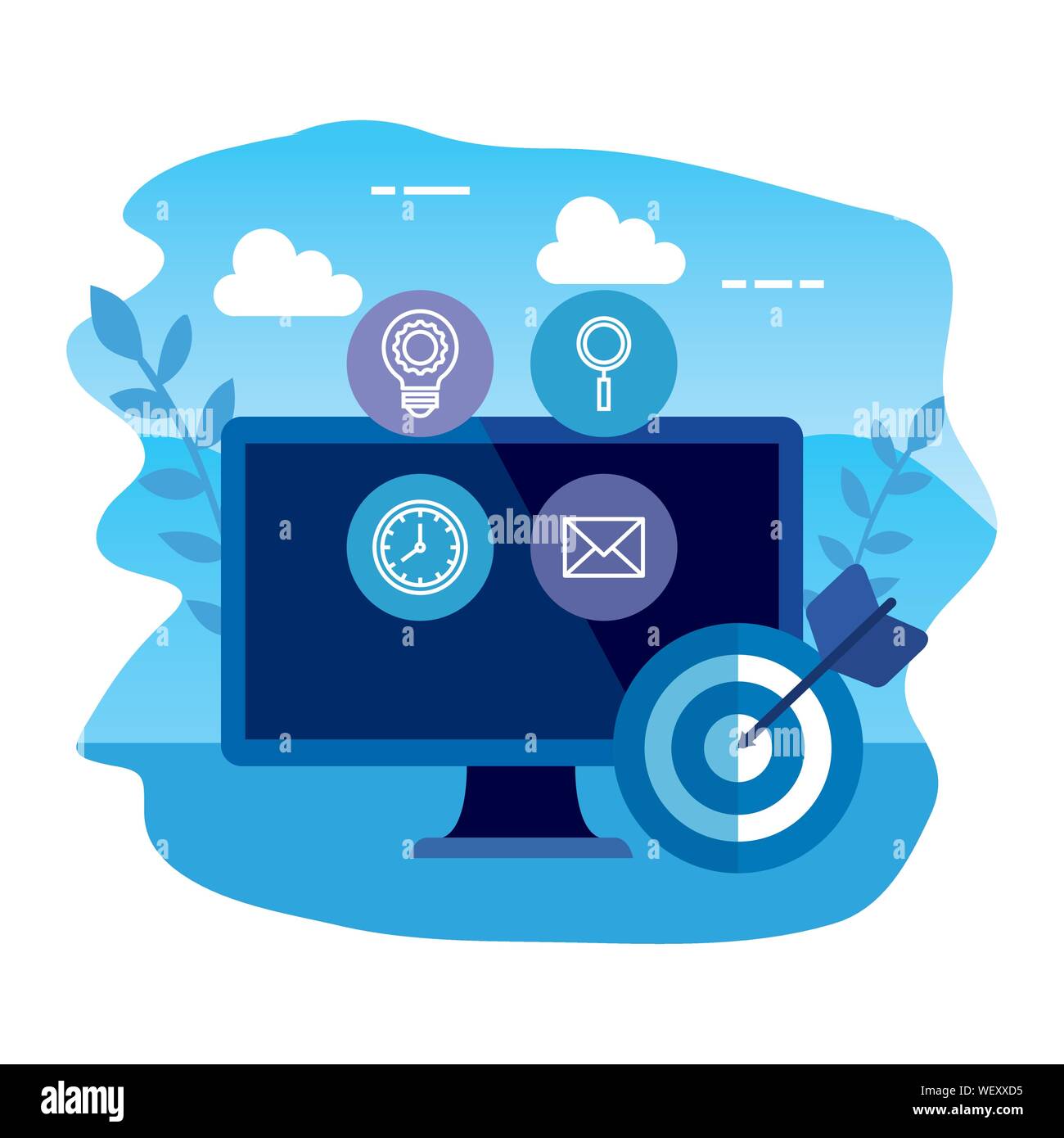 desktop computer with set icons and target Stock Vector Image & Art Alamy
