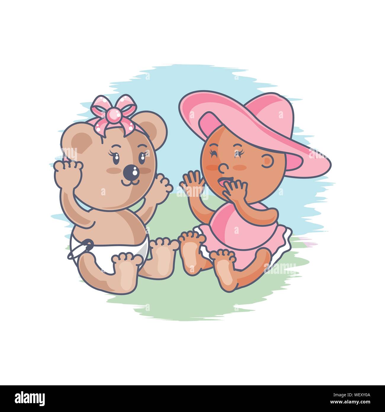 cute female bear with baby girl vector illustration design Stock Vector ...