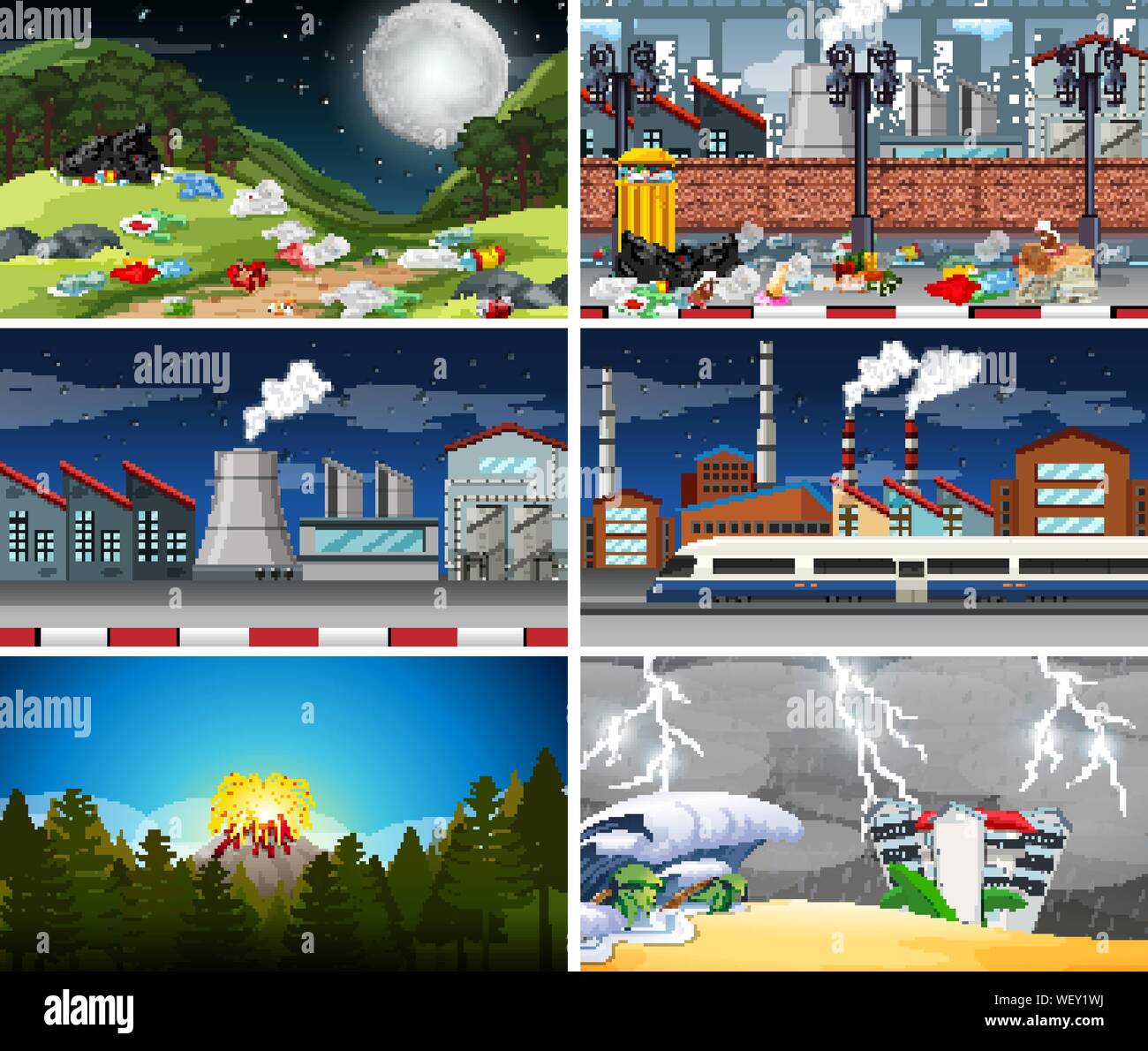 Polluted Scenes Set of polluted scenes illustration Stock Vector Image & Art - Alamy