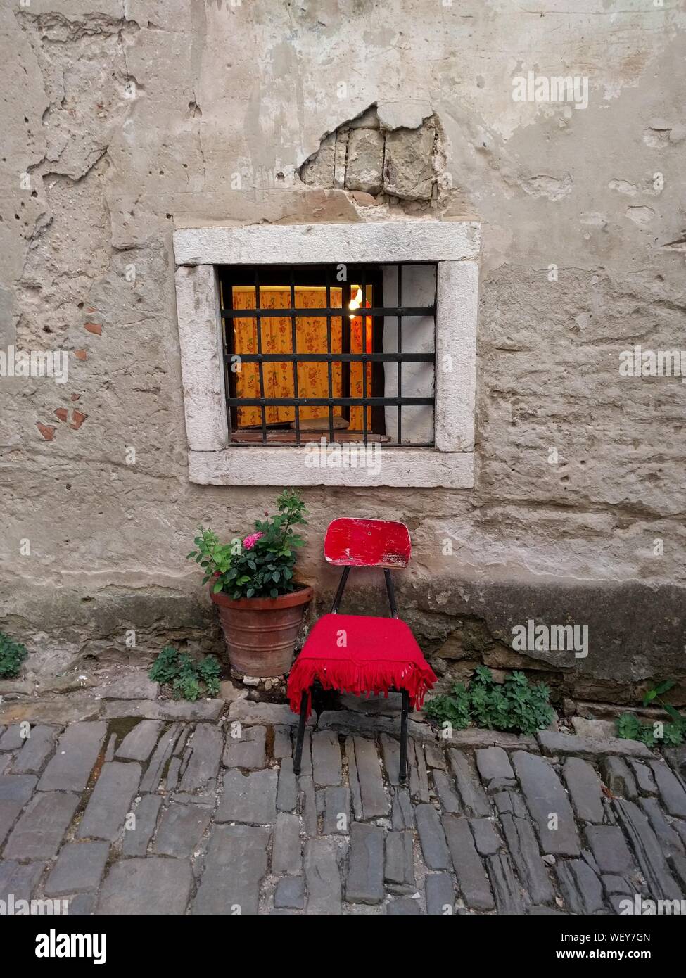 Old Chair Under Window Stock Photo Alamy
