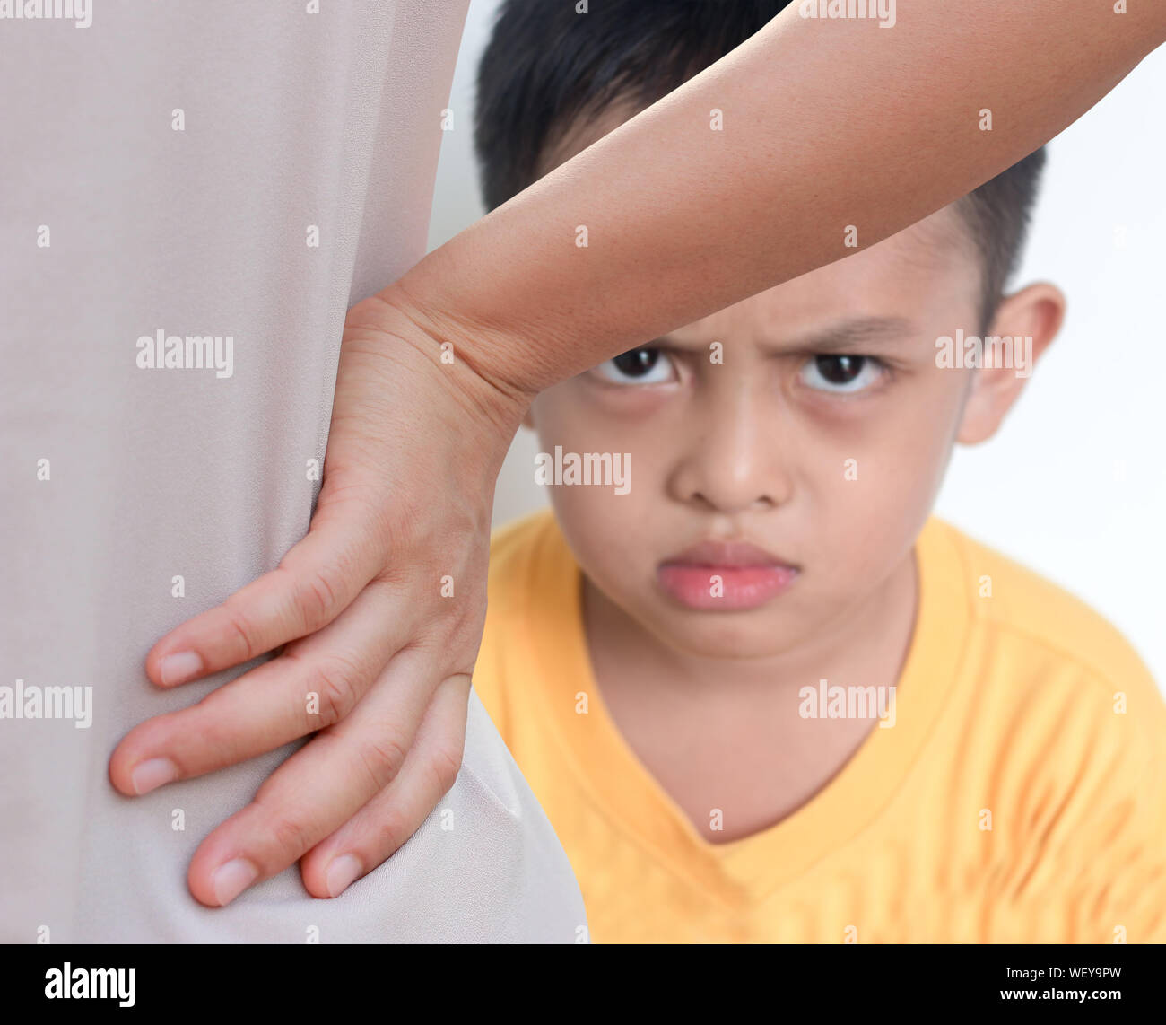 View Of Frowning Boy Stock Photo