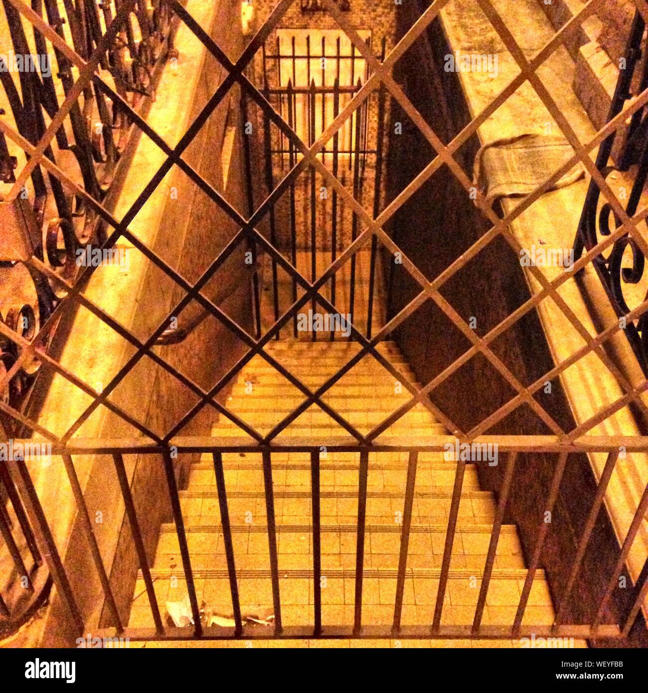 Closed Gate At Bottom Of Stairs Stock Photo Alamy