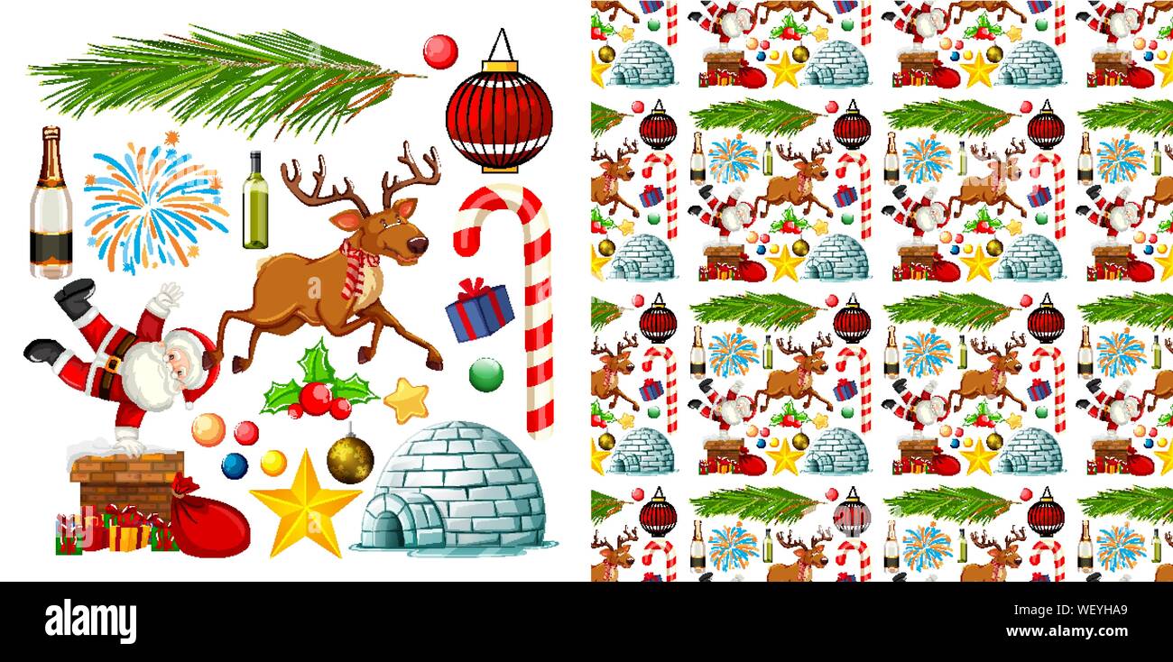 Seamless background design with christmas theme illustration Stock ...