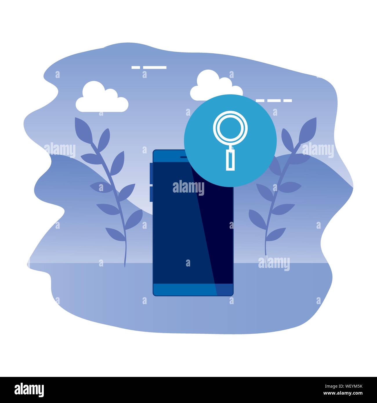 smartphone device with magnifying glass Stock Vector Image & Art - Alamy