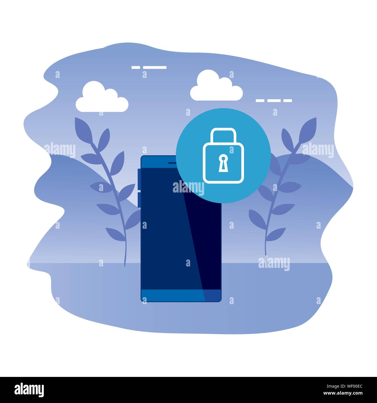smartphone device with padlock security Stock Vector Image & Art - Alamy