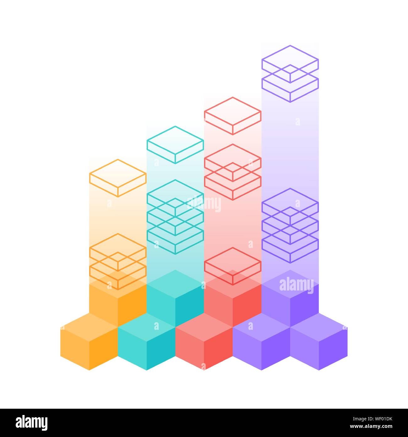 Isometric infographics, bar chart, diagram with elements steps. Vector ...