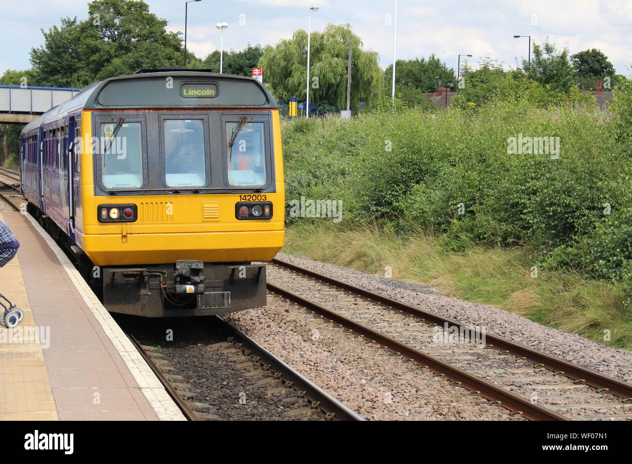 Northern Rail Pacer DMU 142 003 at Kirk Sandall Railway Station, South Yorkshire Stock Photo