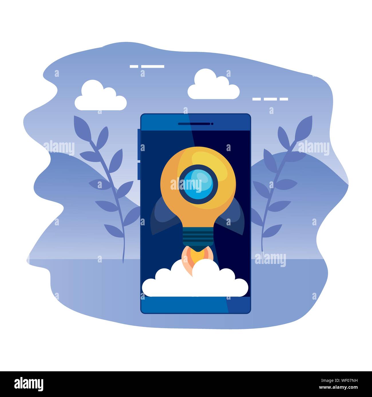 smartphone with rocket bulb launcher Stock Vector Image & Art - Alamy