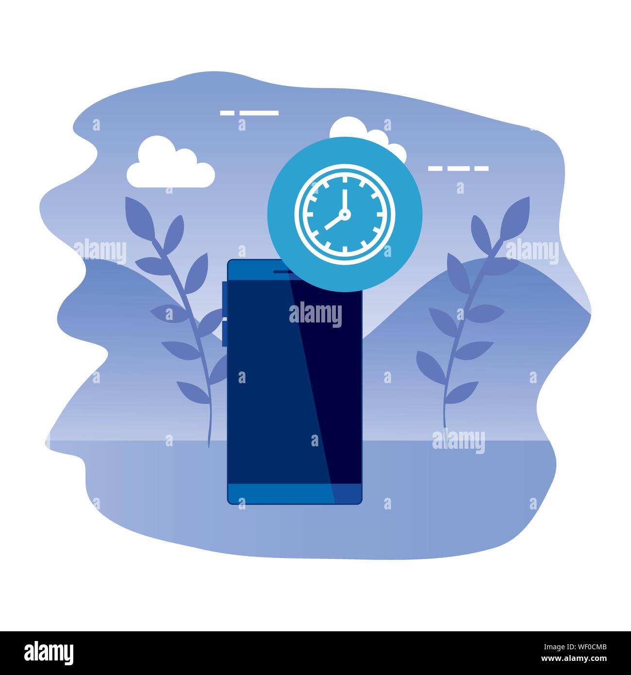 smartphone device with time clock Stock Vector Image & Art - Alamy