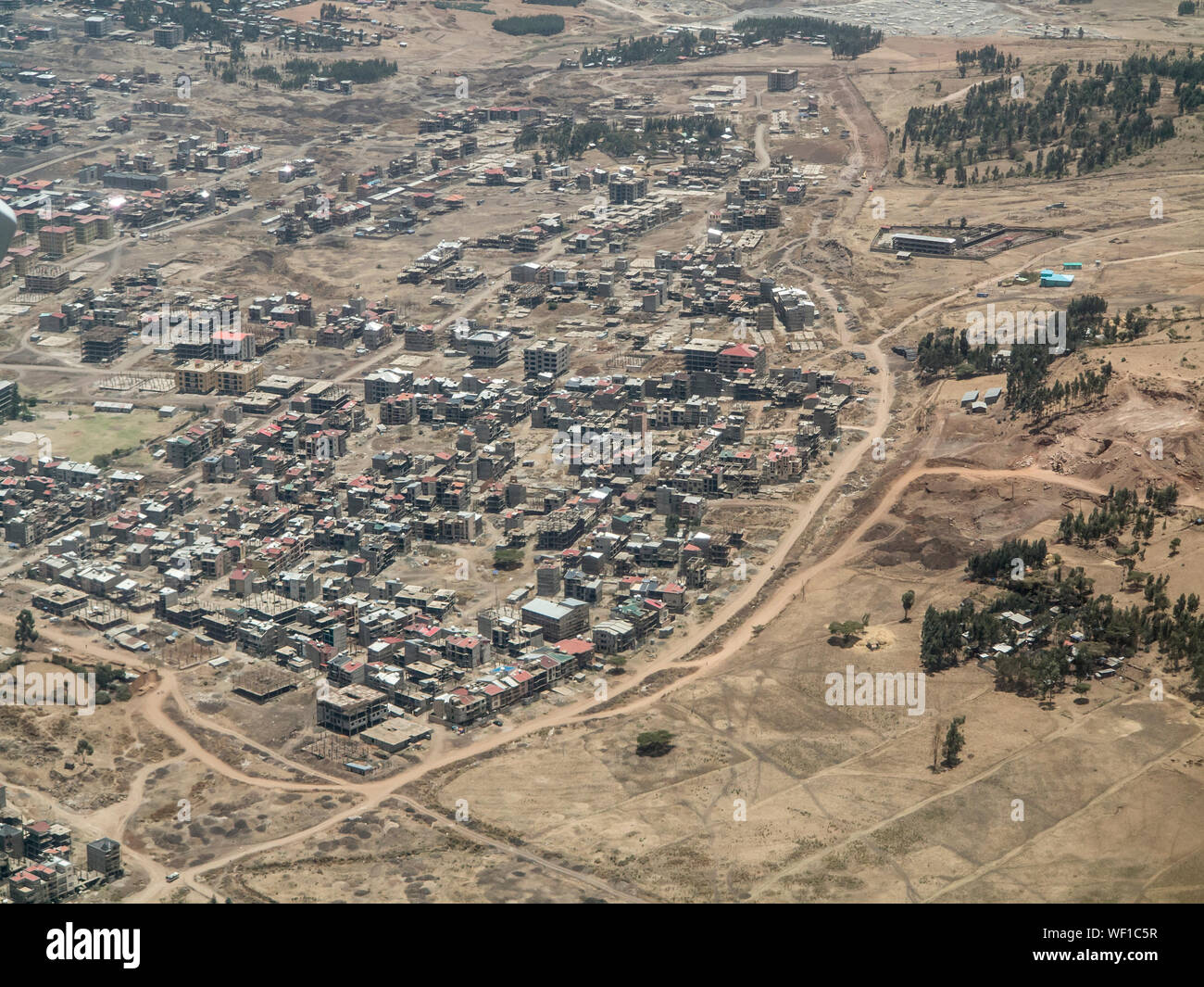aerial view of low cost urban housing in Africa Stock Photo