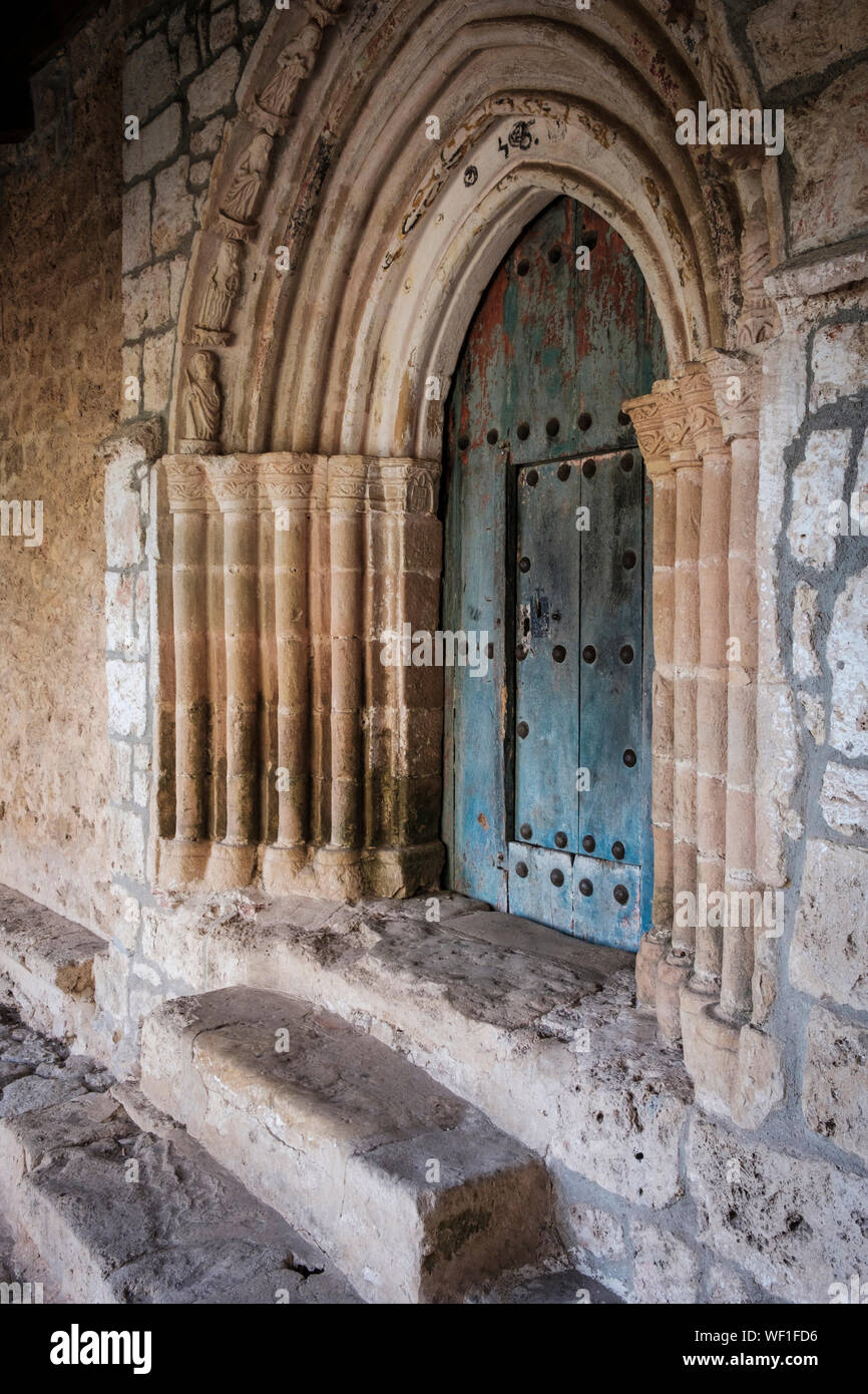 Entrance at the Church or Ermita of Santa María de la Hoz in Tobera ...