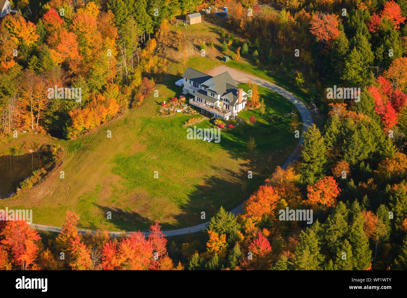 Aerial view of private residence, Stowe, Vermont, USA Stock Photo Alamy