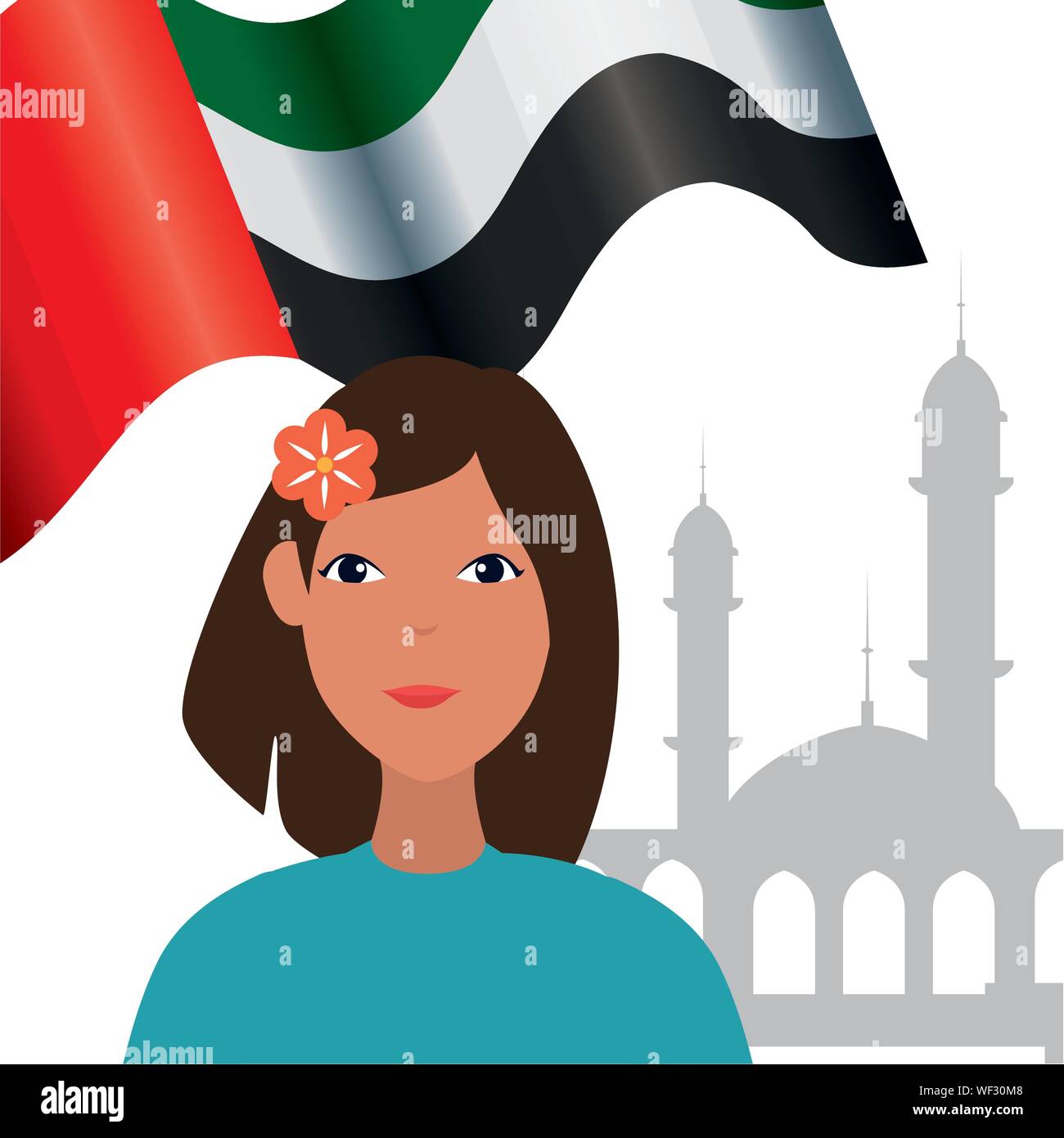 islamic woman with arab flag in mosque Stock Vector Image & Art - Alamy