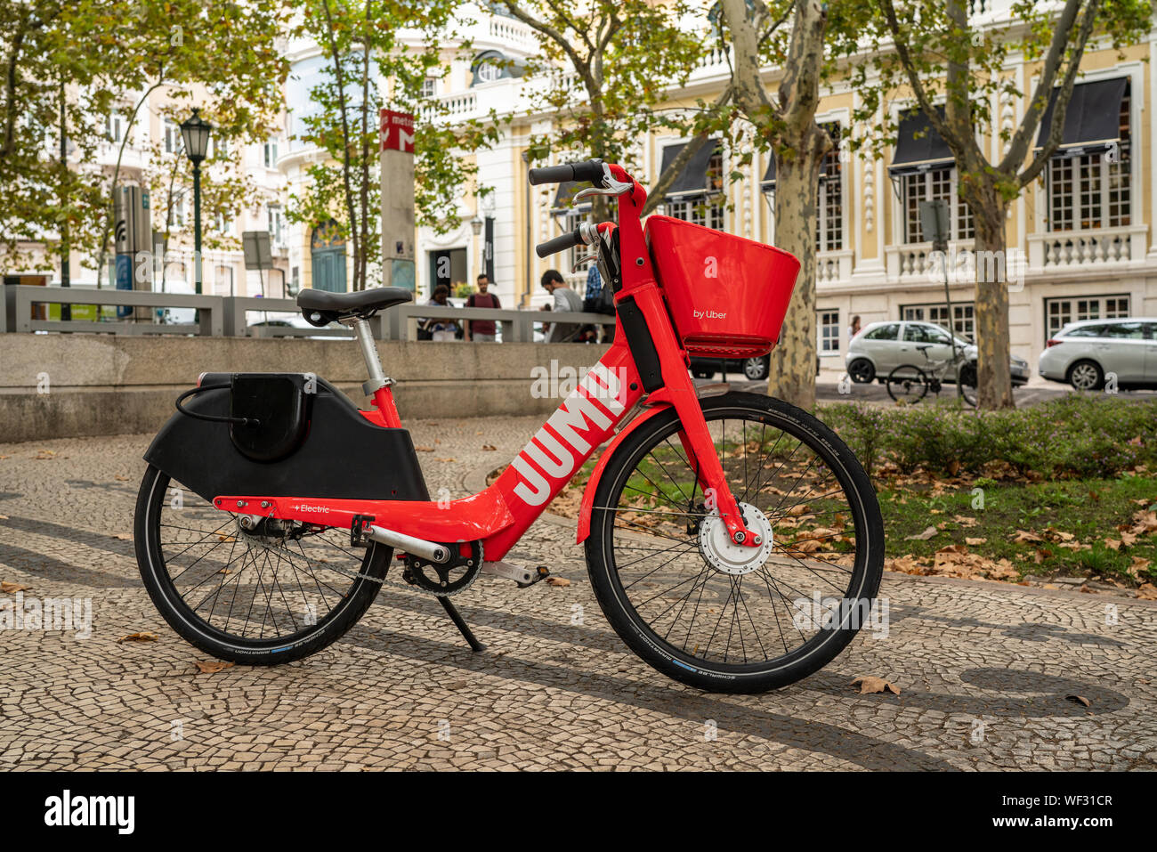 Uber Jump electric bike ready for rent in Lisbon Stock Photo - Alamy