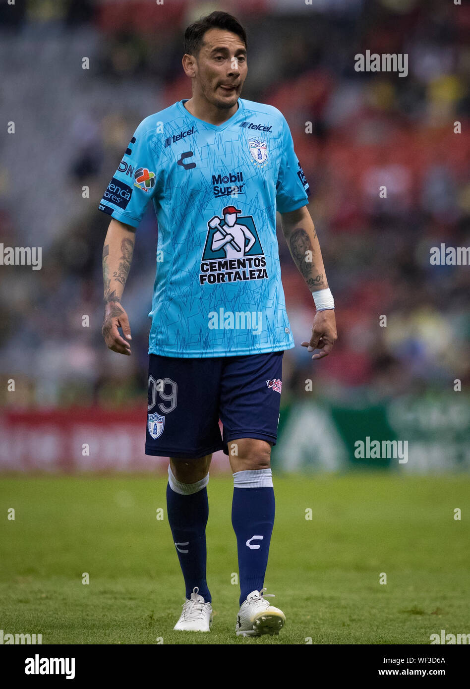 MEXICO CITY, MEXICO - AUGUST 27: Rubens Sambueza of Pachuca gestures during to the LigaMx match between America and Pachuca at Azteca Stadium on Augus Stock Photo