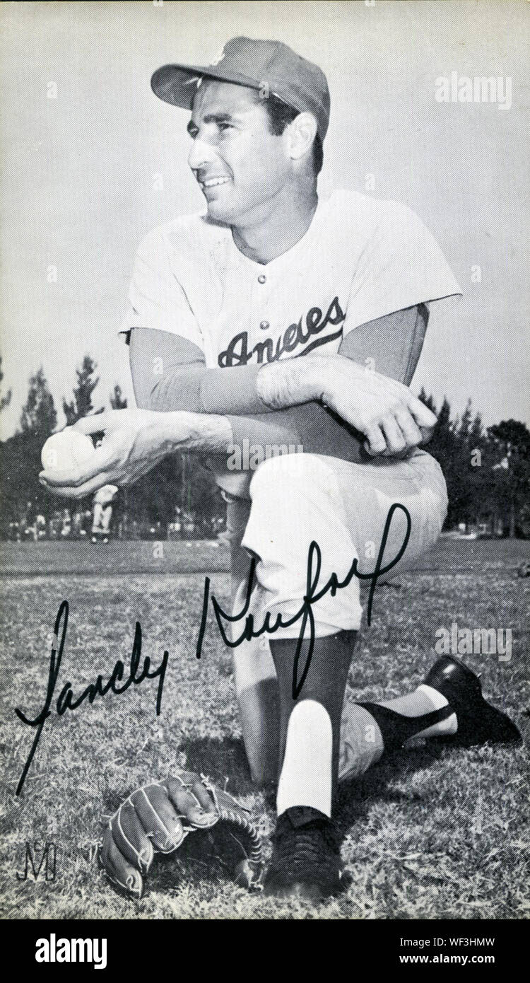 Hall of Fame Pitcher Sandy Koufax with the Los Angeles Dodgers in the 1950s and 60s. Stock Photo