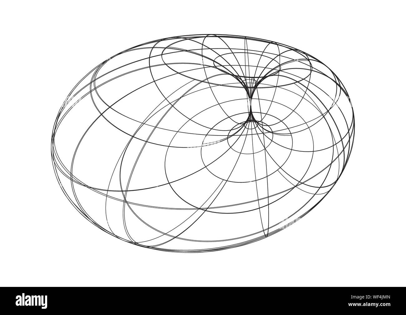 Torus wireframe structure on white background - Vector Stock Vector
