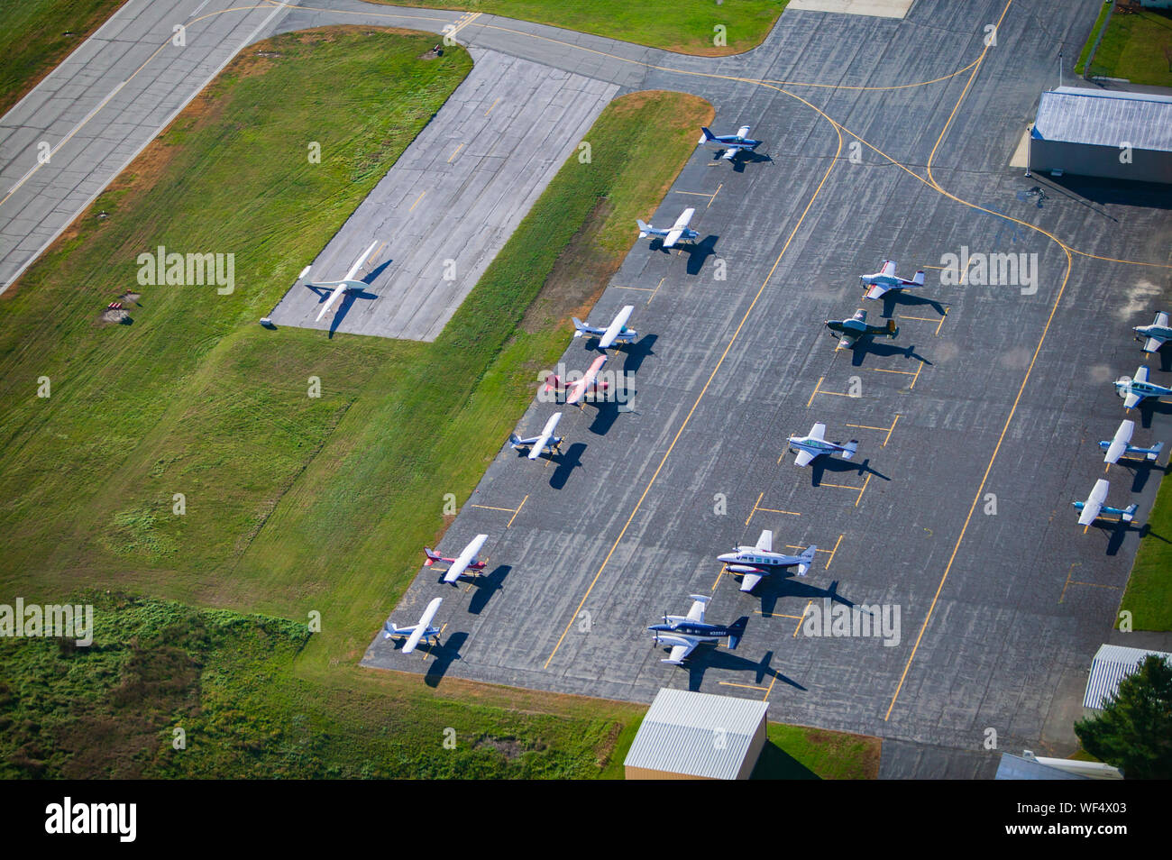 Stowe, VT, USA Oct 13, 2003 Airplanes sitting in parking spots in
