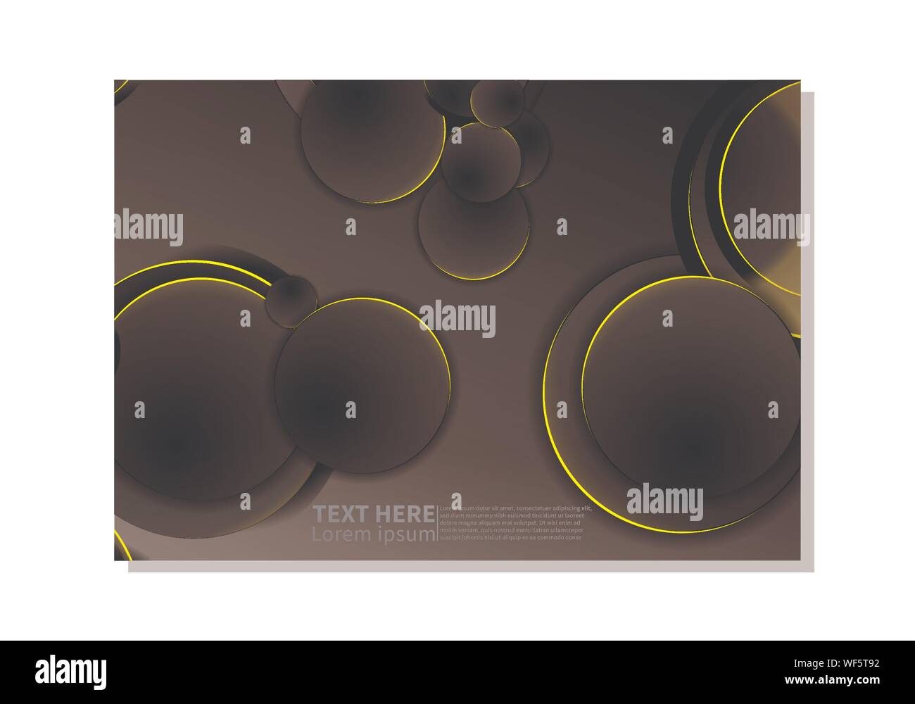 Abstract technology background. dark circles with glowing yellow lights ...