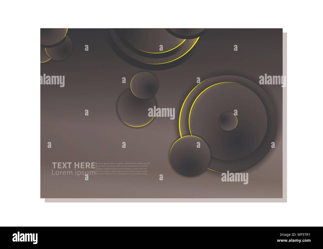 Abstract technology background. dark circles with glowing yellow lights ...