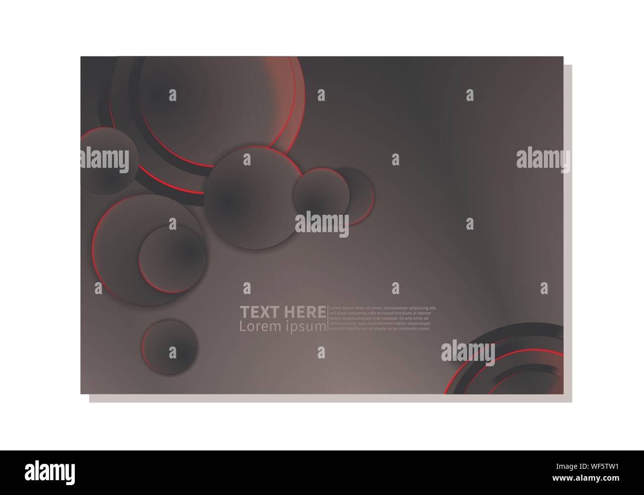 Abstract technology background. dark circles with glowing red  lights. minimal vector design Stock Vector
