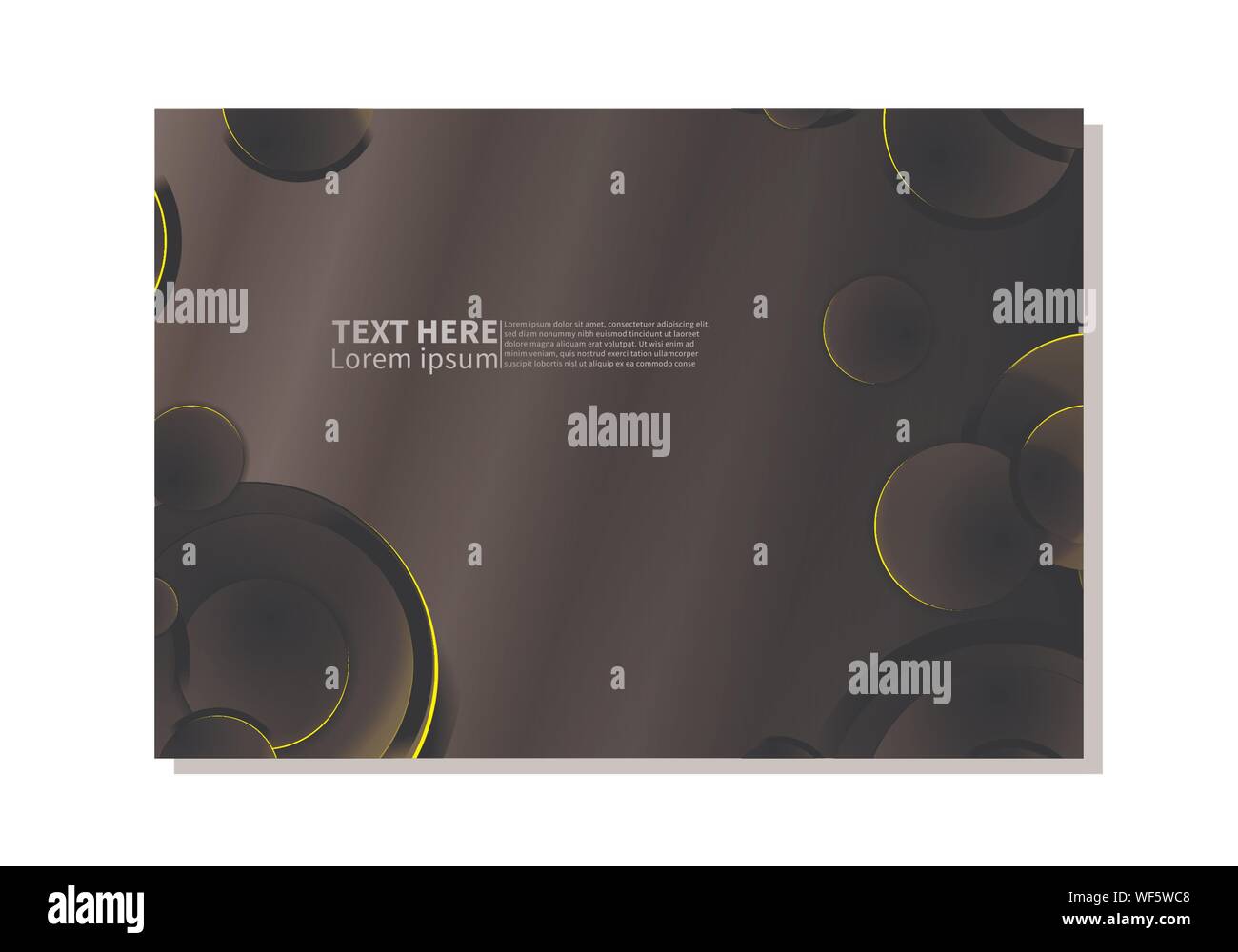 Abstract technology background. dark circles with glowing yellow lights ...