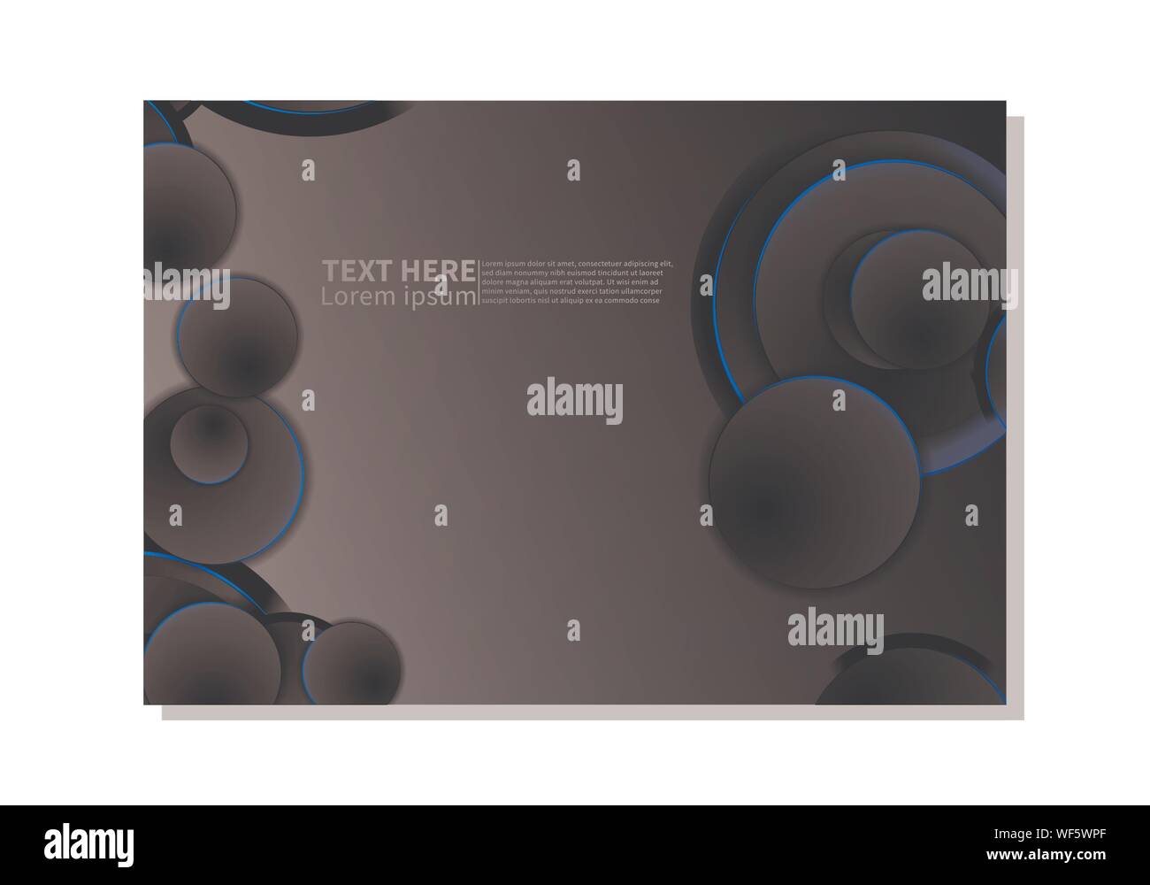 Abstract technology background. dark circles with glowing blue  lights. minimal vector design Stock Vector