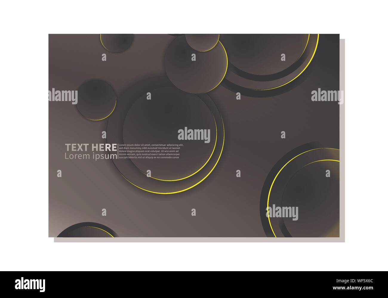 Abstract technology background. dark circles with glowing yellow lights ...