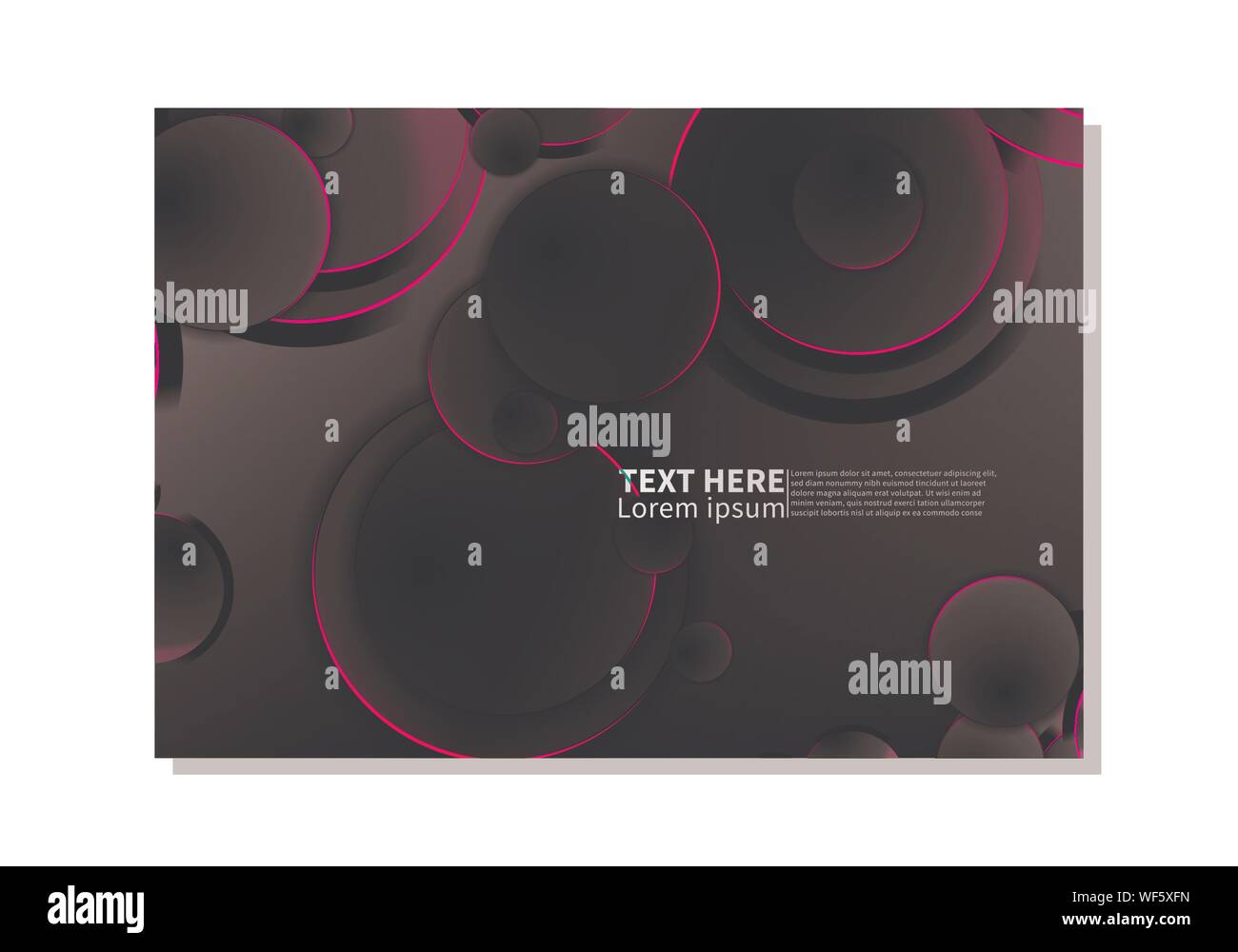 Abstract technology background. dark circles with glowing pink  lights. minimal vector design Stock Vector