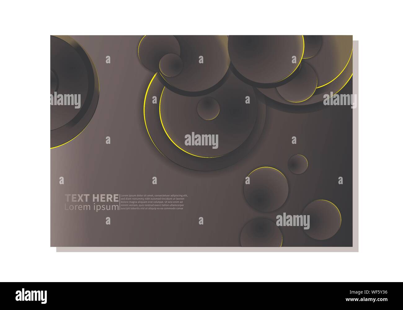 Abstract technology background. dark circles with glowing yellow lights ...