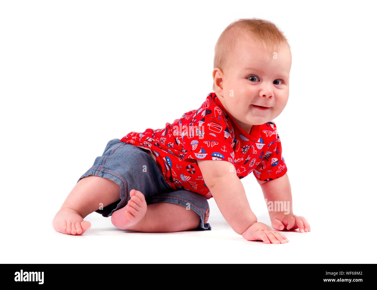 Happy baby boy isolated on white background Stock Photo