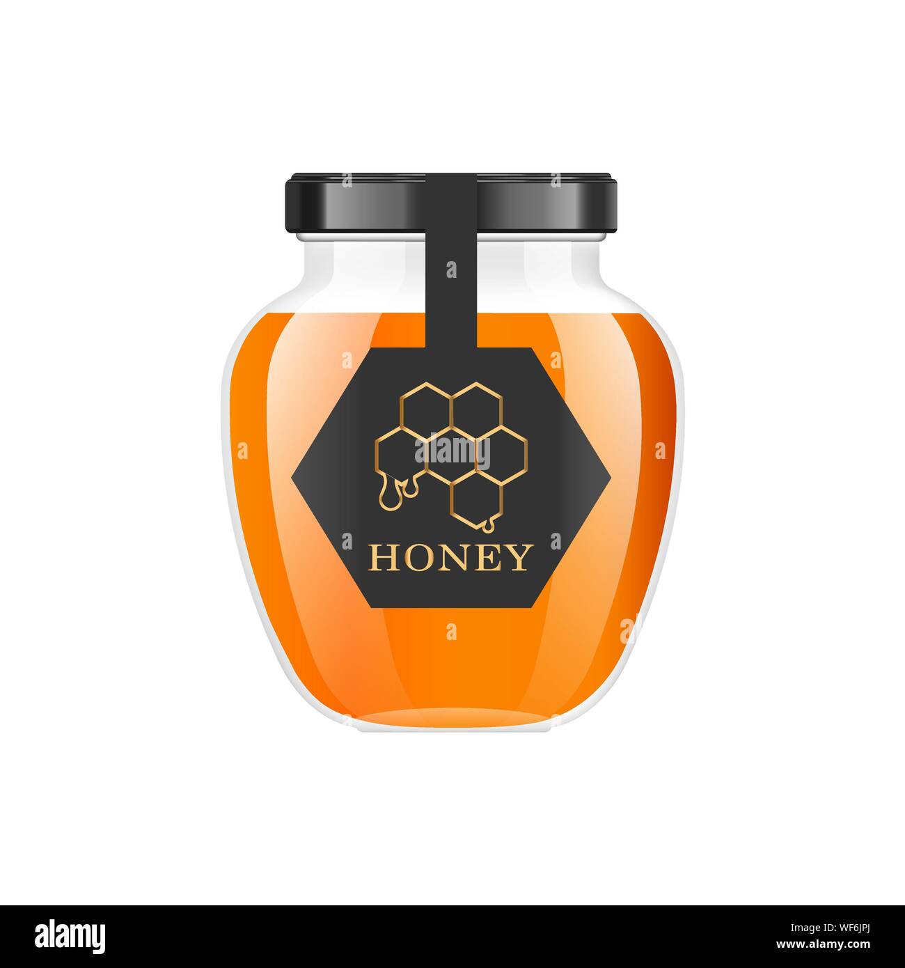 Realistic transparent glass jar with honey. Food bank. Honey packaging  design. Honey logo. Mock up glass jar with design label or badges. Premium  food Stock Vector Image & Art - Alamy